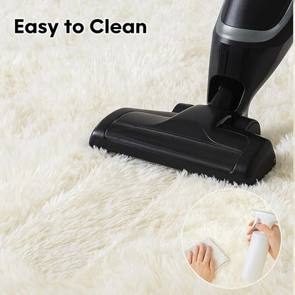 5x7 Plush Fluffy Area Rugs, Large Soft Carpet, Upgraded Non-Slip Rectangular Rug for Living Room, Bedroom, Kids Room, Dorm, Modern Home Decor Aesthetic,Cream White.