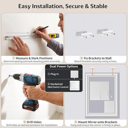 24"x32" LED Bathroom Mirror with Lights, Front & Backlit, Anti-Fog, Dimmable, 3 Color Temperature, CRI 90+, LED Mirror for Bathroom with Premium Full Aluminum Frame, Touch Control with Memory