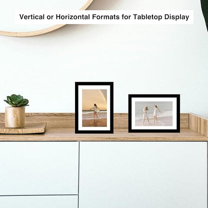 JCJMY 5x7 Picture Frame with 4x6 Mat Set of 6, Display Photo 4x6 with Mat or 5x7 without Mat, 5 by 7 Wall Poster Photo Frame with Shatter Resistant Plexiglass for Wall or Tabletop, 6 Pack, Black