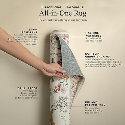 9x12 Area Rugs for Living Room: Washable Bedroom Rug Vintage Stain Resistant Non Slip Low Pile Soft Lightweight Carpet for Kitchen Dining Room Farmhouse Nursery Kids Room Home Office