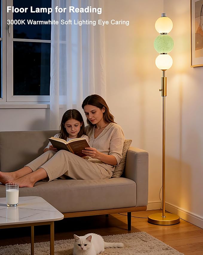 Lightdot Globe Floor Lamp with 3 Color Temperatures Smart LED Bulbs Included, Dimmable Unique Corner Floor Lamp, Blue Modern Standing Lamp Tall Lamp for Living Room/Bedroom/Gaming Room/Decor Office