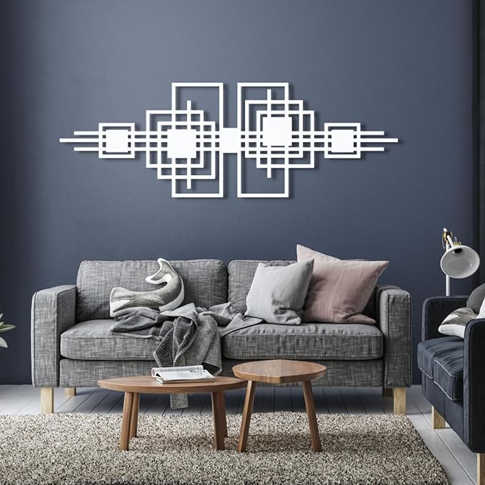 Cadeali Metal Abstract and Geometric Wall Decor, Metal Line Art Wall Decor, Abstract Minimalist Art, Modern Art, Indoor Outdoor Living Room, Bedroom,Office Hangings (29"x9"|76x25cm, Black)