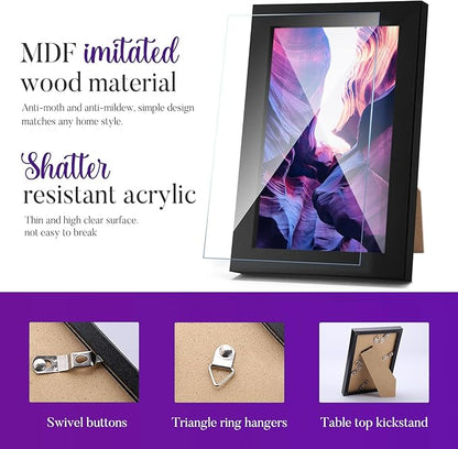 TWING 8x10 Picture Frames Set of 6, Photo Collage Frame For Wall Gallery Wall Frame Set Black Composite Wood