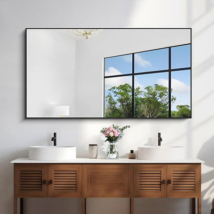 KOCUUY Bathroom Mirror, 30x55 Inch Large Black Mirrors for Wall, Rectangle Long Vanity Mirror with Aluminum Frame Modern Home Decor for Bathroom, Living Room, Entryway, Hang Horizontal/Vertical