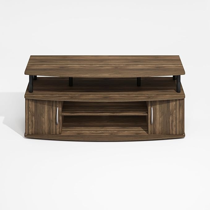 Furinno Jaya TV Stand, Entertainment Center, TV Console, for TV up to 55 Inch, with 2 Doors and Cable Management Holes, for Living Room, Bedroom, Brown Walnut
