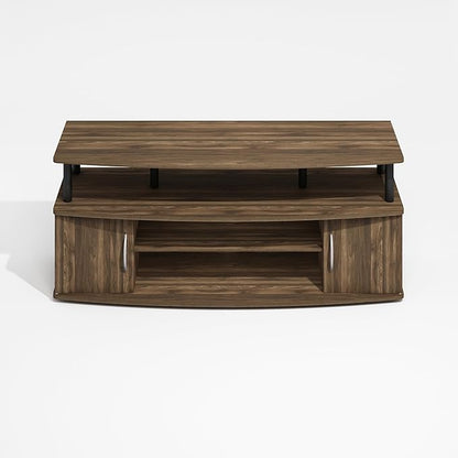 Furinno Jaya TV Stand, Entertainment Center, TV Console, for TV up to 55 Inch, with 2 Doors and Cable Management Holes, for Living Room, Bedroom, Brown Walnut