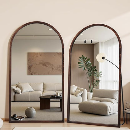 Suidia Full Length Mirror, Oversized Floor Mirror with Solid Wood Frame, Large Standing Mirror for Bedroom Living Room, Wood Antique Style, Dark Walnut, 76" L x 41" W