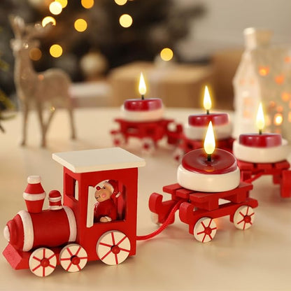 Eywamage Red Flameless Tealights with Remote Batteries, Flickering Real Wax LED Tea Votive Candles Proposal Decor Set of 10