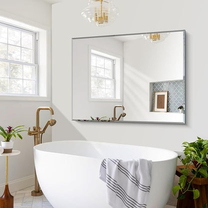 CILIBER Beveled Bathroom Mirror, 36x48 Large Bathroom Mirrors for Over Sink, 3mm Tempered Glass Beveled Frameless Vanity Mirror for Bathroom, Bedroom, Living Room and Entryway
