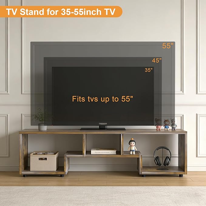 Lightdot TV Stand for TVs up to 55'', Modern Entertainment Center with Storage Open Shelf Large capacity for collection, Media Table TV Console for Living Room/Bedroom/Sofa Cabinet,Easy Assembly-Amber