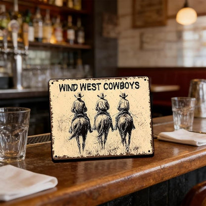 KIYOYO Western Cowboy Rider Vintage Tin Sign Wind West Cowboys Horse Decorative Poster Wall Art Decoration for Home Bar Club Coffee shop 16x12 Inch