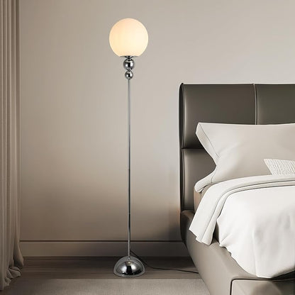 DEC LUCE DECOLUCE LIGHTING Modern Floor Lamps for Living Room, Globe Glass Shade Floor lamp for Bedroom, Standing lamp for Office, Corner(Chrome)