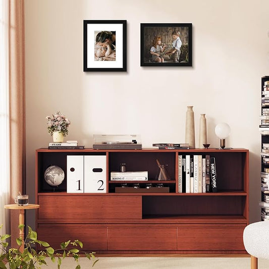 Golden State Art, 8x10 Picture Frame Set of 3 - Matted to 5x7 Photo - Engineered Wood Gallery Frame Set - Wall Mounting or Tabletop Display (Black,3 Pack)