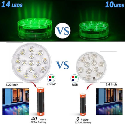 Pool Lights Submersible LED Light with Remote, Waterproof Pond Lights with Upgrade Suction Cups,Magnets, 16 Changeable Colors 3.35'' Battery LED light for Underground Pool Fountain Pond Aquarium
