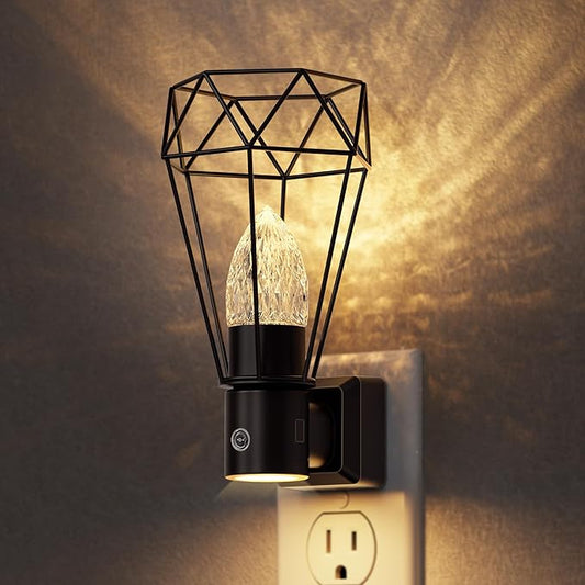 DORESshop Led Night Light, Night Lights Plug into Wall, Dusk to Dawn Sensor, 0-100LM Adjustable Brightness, 3000K Soft White, Farmhouse Vintage Nightlight for Bedroom, Bathroom, Hallway