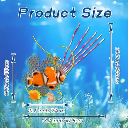 dreamskip Sea Fish Metal Beach Wall Decor Art, Orange Ocean Themed Wall Sculpture, Coastal Beach Outdoor Decor For Pool, Fence, Garden, Patio, Bathroom Indoor