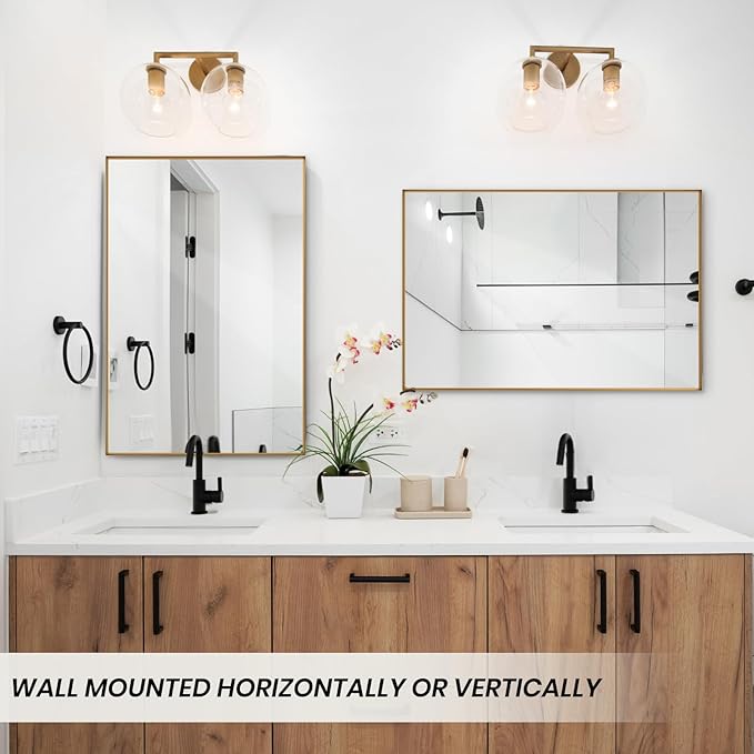 Anpark Wall Mirror 30" x 40" for Bathroom Modern Gold Deep Frame Mirror for Wall Decorative Horizontal or Vertical Wall Mounted Mirror for Bedroom Living Room Entryway Wall Decor