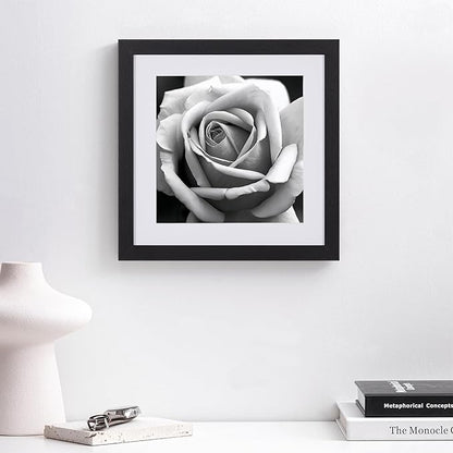 eletecpro 10x10 Picture Frames Set of 9 with Mat for 8x8 Photos or without Mat for 10x10, Square Gallery Wall Decor Collage for Picture Display, Black Frame Set for Wall Hanging