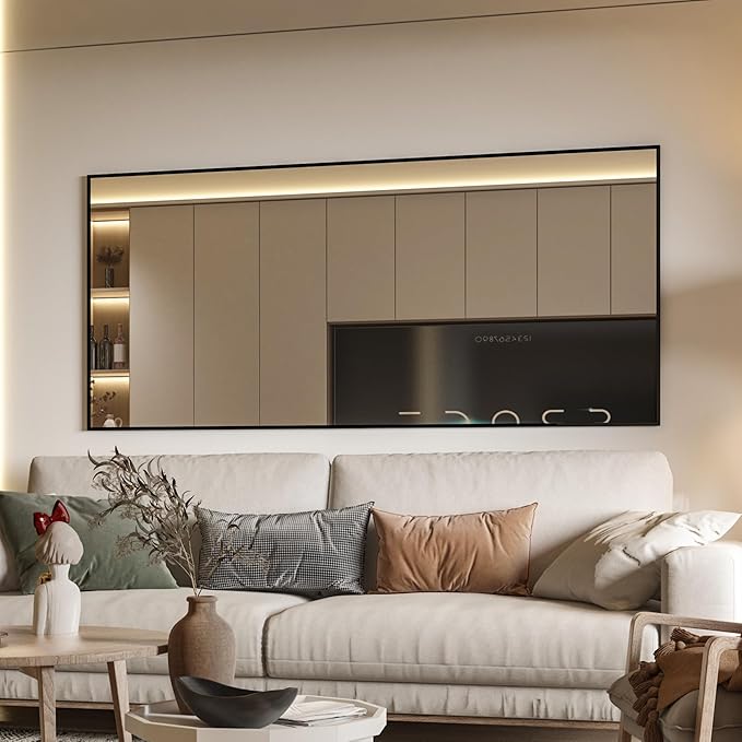 CONGUILIAO Full Length Mirror, 65" × 24" Rectangle Floor Body Standing Mirror Hanging or Leaning, Dressing Wall-Mounted for Bedroom, Living Room, Dressing Room, Balck Aluminum Alloy Frame