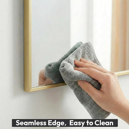 30" x 40" Gold Wall Mirror, 40" x 30" Metal Framed Accent Decor, Transitional Rectangular Mirror for Mantle & Bathroom Vanity