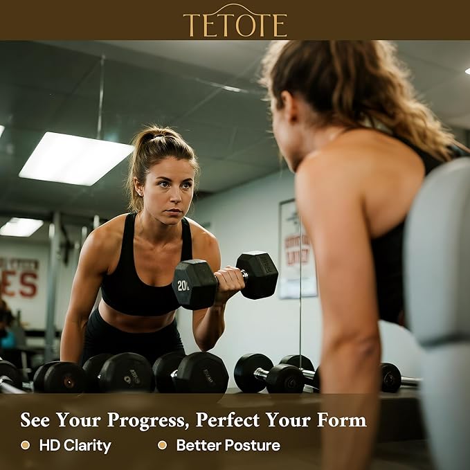 TETOTE Gym Workout Mirrors for Home Gym 72" x 30" - 1PC Large Tempered Glass Exercise Fitness Mirror Wall Mounted, Frameless Full Length Mirror for Garage, Dance Studio, Yoga, Living Room
