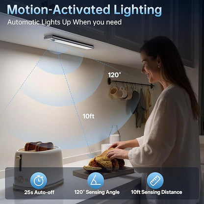 Under Cabinet Lighting,5 Pack Rechargeable Motion Sensor Light Indoor,3 Colors Dimmable,Magnetic Closet Lights Battery Operated,Under Counter Lights for Kitchen,Wardrobe, Hallway, Home
