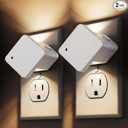 L LOHAS LED Night Lights Plug into Wall,[2-PACK] Plug in Night Light with Light Sensor,Auto ON/OFF, Brightness Adjustable,Soft White 3000K,for Hallway Bedroom Bathroom