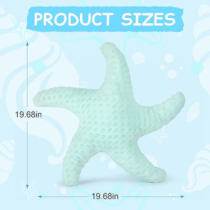 XIAIJIA Starfish Pillow Decorative Throw Pillow, 19.68x19.68 Inch Coastal Beach Pillow, Ocean Decor Beach Themed Room Accent Pillow for Couch Bed Bedroom（Aqua）