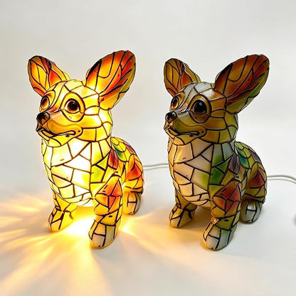 Dog Series Art Night Light, Corgi Lamp and Pug Lamp, Stained Resin French Bulldog Tabletop, 3D Dog LED Table Lamp, Stained Resin Night Light, Pet Themed Tabletop Decor (Corgi)