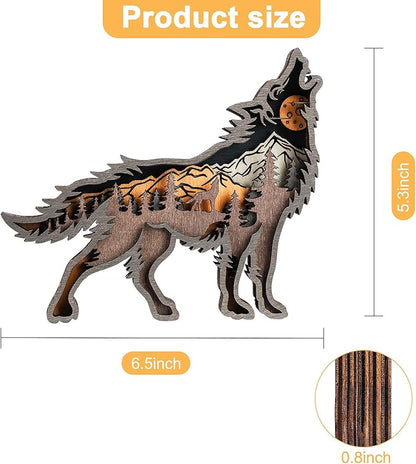 Laozai Wooden Forest Animals Wolf Decor Cabin Rustic Decor Wall Decorations Mountain decor for Bedroom Living Room Table Decorative