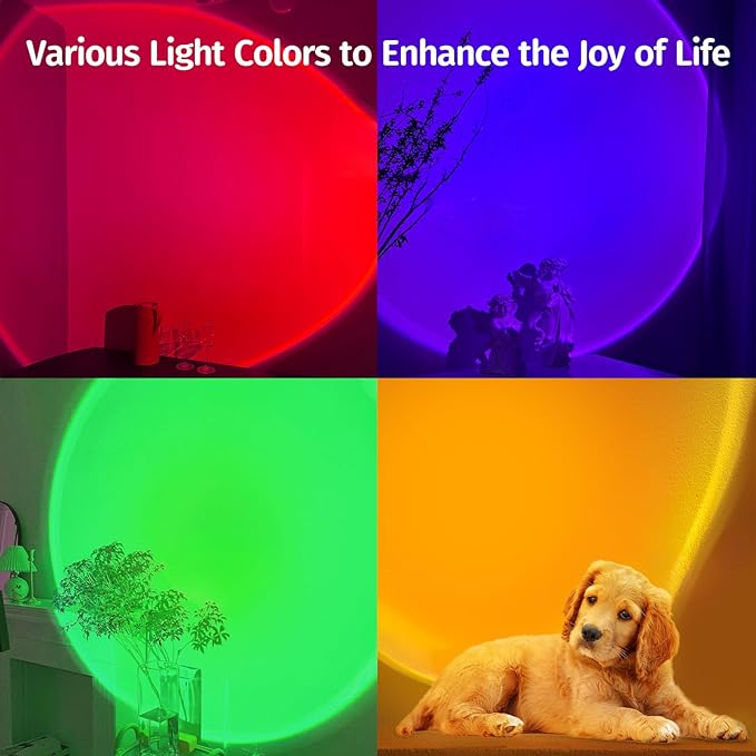 Neroupe Sunset Lamp Projector with APP & Button Control, 360 Degree Rotation Multiple Colors Changing LED Lamp Night Light, Sunset Light for Bedroom Decor/Party/Christmas Gifts/Tiktok Live/Room Decor