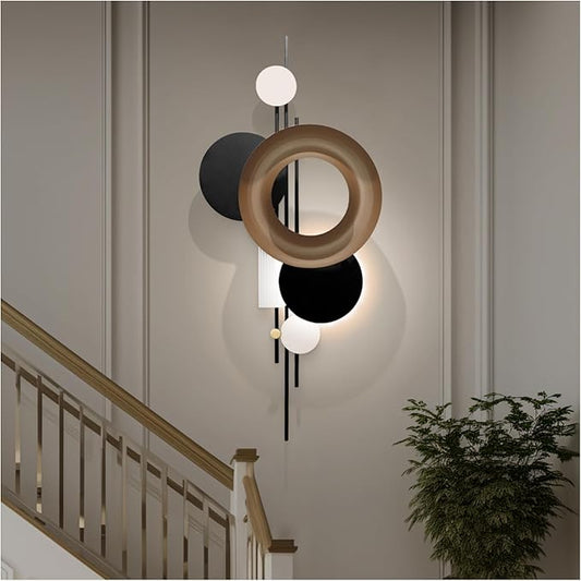 HEBOIX Large 3D Wall Art with Led Lights Luminescence，Metal Wall Art Decor，Modern Metal Wall Arts for Living Room/Dining Room/Corridor/Entrance Wall(17''Lx41''W-Light)