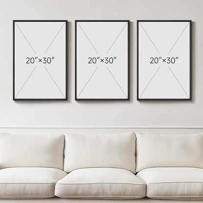 Framed Matisse Canvas Wall Art for Living Room, Set of 3 Abstract Black and White Minimalist Botanical Prints for Walls, Modern Aesthetic Pictures for Bedroom, Dining Room, Hallway and Office, Total Size 30x60