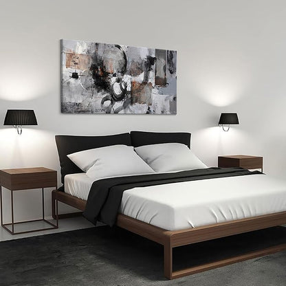 Pogusmavi Black Abstract Canvas Wall Art Pictures for Living Room Gray and White Wall Decoration Artwork for Walls Pictures for Bedroom Wall Decor Neutral Painting Canvas Prints Office Posters 20×40IN