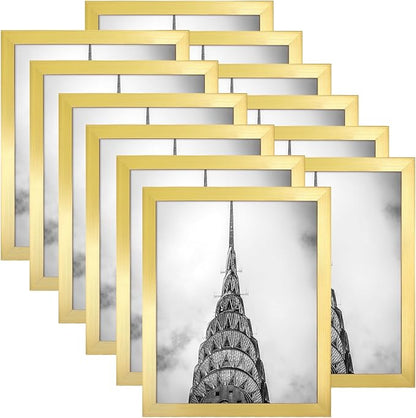 8x10 Picture Frames Gold Set of 12 for Wall Gallery Collage Photo Frames or Tabletop Display