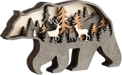 Laozai Wooden Forest Animals Bear Decor Cabin Rustic Decor Wall Decorations Mountain decor for Bedroom Living Room Table Decorative