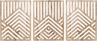 3PCS Wood Mountain Wall Art, Modern Wooden Panel Mountain Wall Decor, Decorative Forest Nature Abstract Line Minimalist Wall Art for Living Room Bedroom Farmhouse, 16.5x 12.5in (Light brown)
