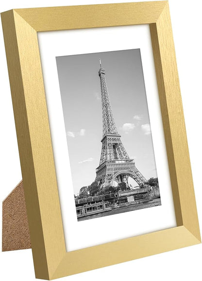 upsimples 4x6 Picture Frame Set of 10, Display Pictures 3.5x5 with Mat or 4x6 Without, Multi Photo Frames Collage for Wall or Tabletop Display, Gold