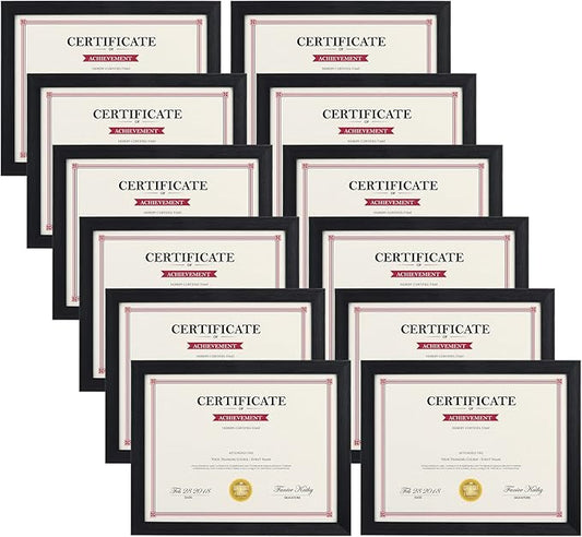 Giftgarden Black 8.5x11 Picture Frame Set of 12, Multi 8.5 x 11 Frames Bulk for Award Certificate Document Diploma, Wall or Tabletop Display