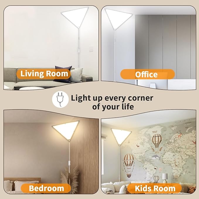 Upgraded Corner Light with Remote Control, Dimmable Corner Lights for Living Room, Corners Lamp with 10 FT Cord, 22W 2200LM Plug in Ceiling Light, Led Corner Lights for Bedroom, Kids Room