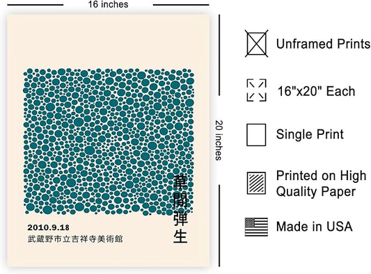 Poster Master Vintage Poster - Retro Infinity Dots Print - Abstract Japanese Art - Gift for Men & Women - Pop Art Decor for Office, Bedroom or Living Room - 16x20 UNFRAMED Wall Art
