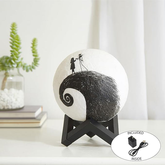 The Nightmare Before Christmas Spiral Hill LED Mood Light, Color Changing Decorative Lamp Featuring Jack Skellington,Battery Operated Tabletop Light