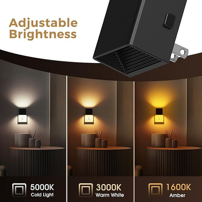 L LOHAS LED Night Lights Plug into Wall,[2-Pack] Plug in Night Light with Dusk to Dawn Sensor,3CCT 1600K/2700K/5000K,Brightness Adjustable,Nightlight for Adults Bathroom Bedroom