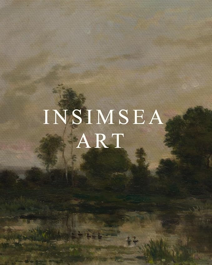 InSimSea 36x54 Extra Large Canvas Scroll, Vintage Coastal Landscape with Green Trees, Oversized Farmhouse Wall Art for Living Room, Bedroom, Dining Room, Office