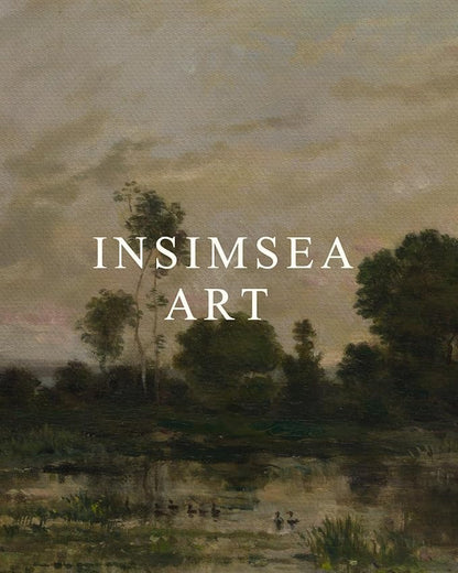 InSimSea 36x54 Extra Large Canvas Scroll, Vintage Coastal Landscape with Green Trees, Oversized Farmhouse Wall Art for Living Room, Bedroom, Dining Room, Office