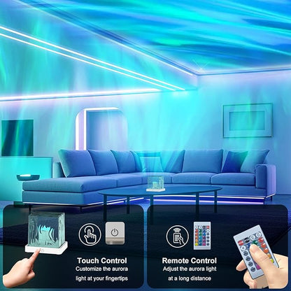 Deyagoo Northern Lights Projector, 16 Colors Rechargeable Aurora Light Projector & Mood Lighting Galaxy Lamp, Aurora Water Ripple Projector Light with Remote Control for Room Decorations,Cool Lights