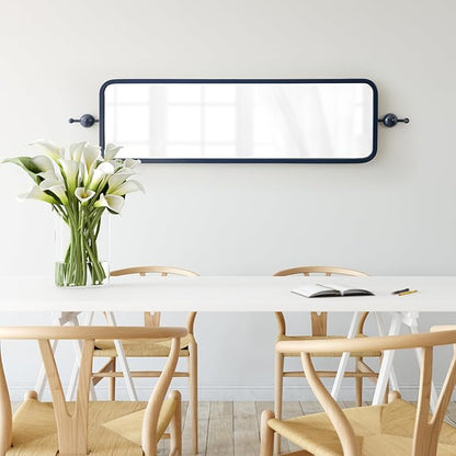 Kate and Laurel Kasota Traditional Slim Panel Wall Mirror, 9 x 36, Navy Blue, Vintage Tall Mirror for Use as Versatile Entryway or Bedroom Wall Decor