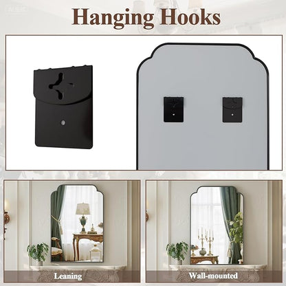 GLSLAND 20"x30" Petal Arch Bathroom Mirror – Modern Metal Frame Vanity Mirror with Scalloped Edge for Over Sink, Bedroom, Living Room, Entryway, Non-Rusting Decorative Wall Mirror, Black