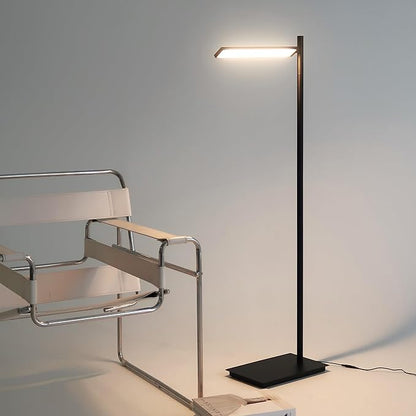 Brightech Linden LED Standing Floor Lamp for Bedroom, Living Room, Office - Tall Modern Bedside Reading Light - Dimmable and Adjustable Head - Black