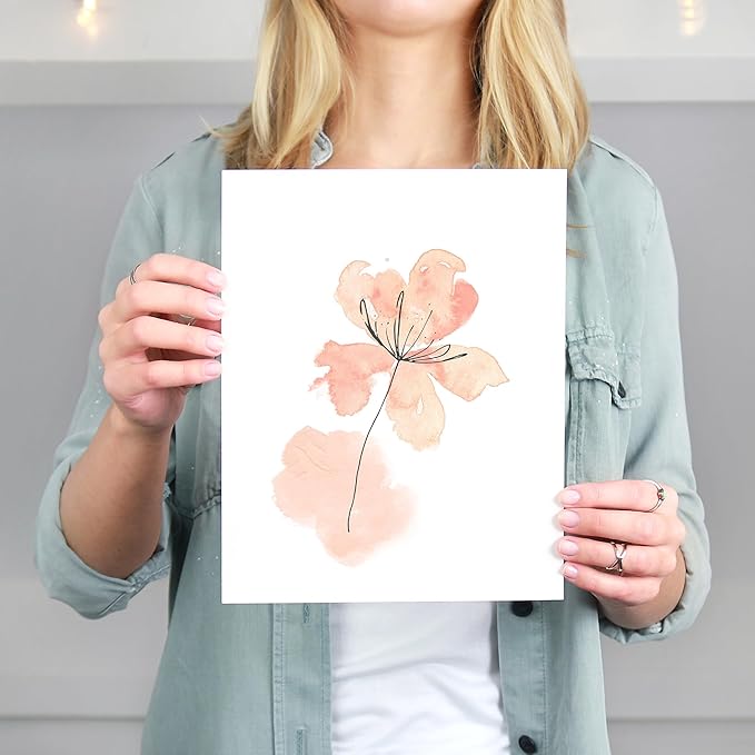 DREAM BIG PRINTABLES Floral Watercolor Sketches Art Prints (Set of 6) - Unframed - 11x14 | Botanical Wall Decor | Bedroom Wall Decor